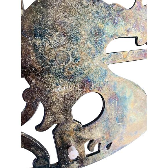 Trivet Hot Plate Rooster Silver Plate Oval Kitchen Wall Decor Made In Italy - Picture 10 of 11